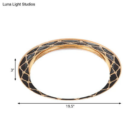 Resin Flush Mount Led Light Fixture - Traditional Black/Red/Apricot Bowl Living Room Lighting