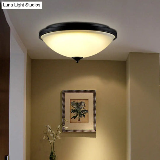 Retro Acrylic Flush Mount Ceiling Light - Brown - Black Shaded Single Bedroom Lighting / Small B