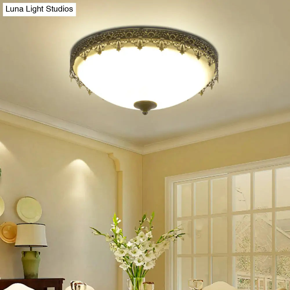 Retro Acrylic Flush Mount Ceiling Light - Brown - Black Shaded Single Bedroom Lighting / Small D