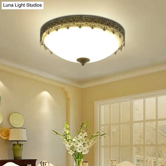 Retro Acrylic Flush Mount Ceiling Light - Brown - Black Shaded Single Bedroom Lighting / Small D