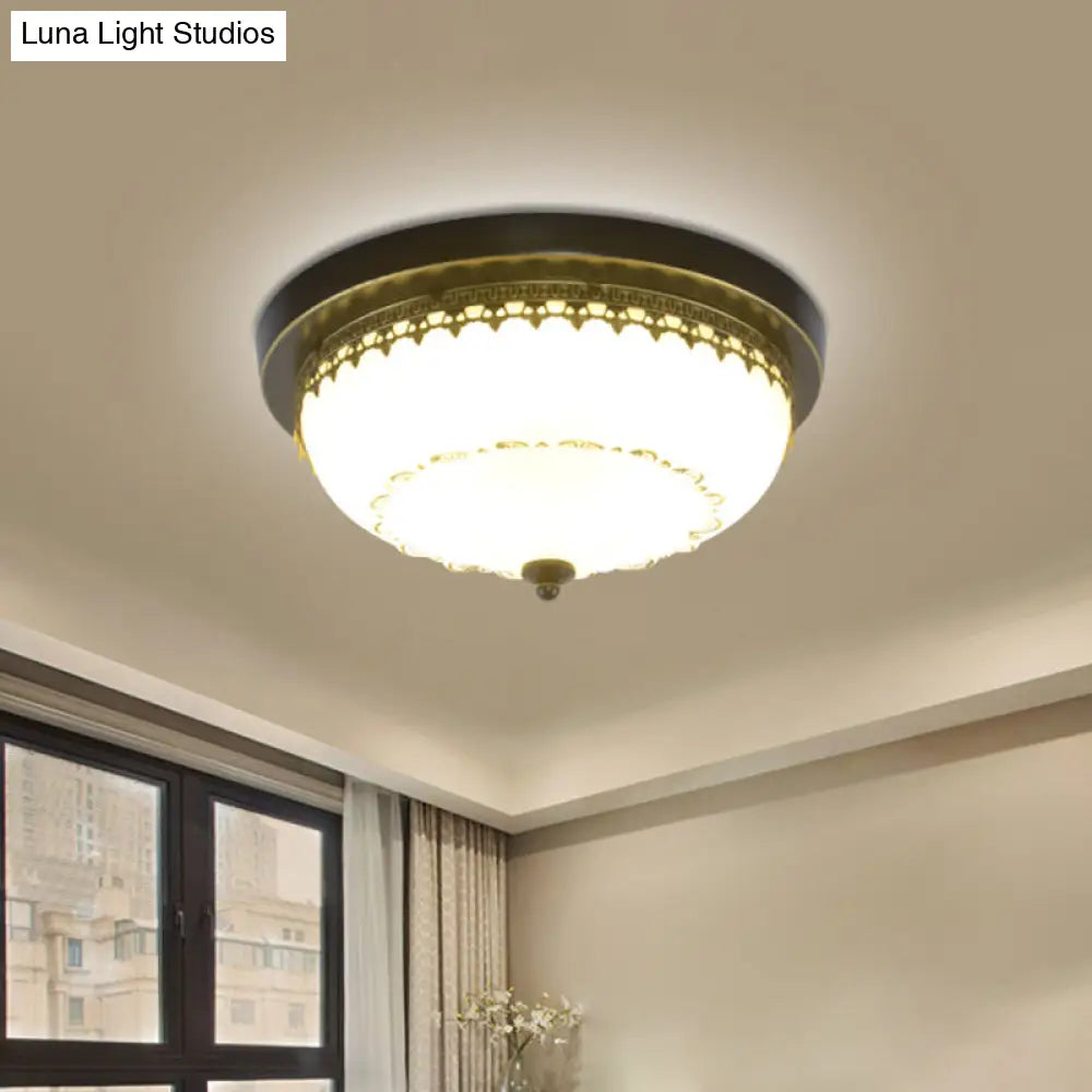 Retro Acrylic Flush Mount Ceiling Light - Brown - Black Shaded Single Bedroom Lighting / Small E