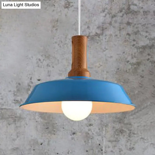 Retro Stylish Barn Hanging Light - 10/14 1 Bulb Metal Ceiling Fixture Black/White Kitchen Lighting