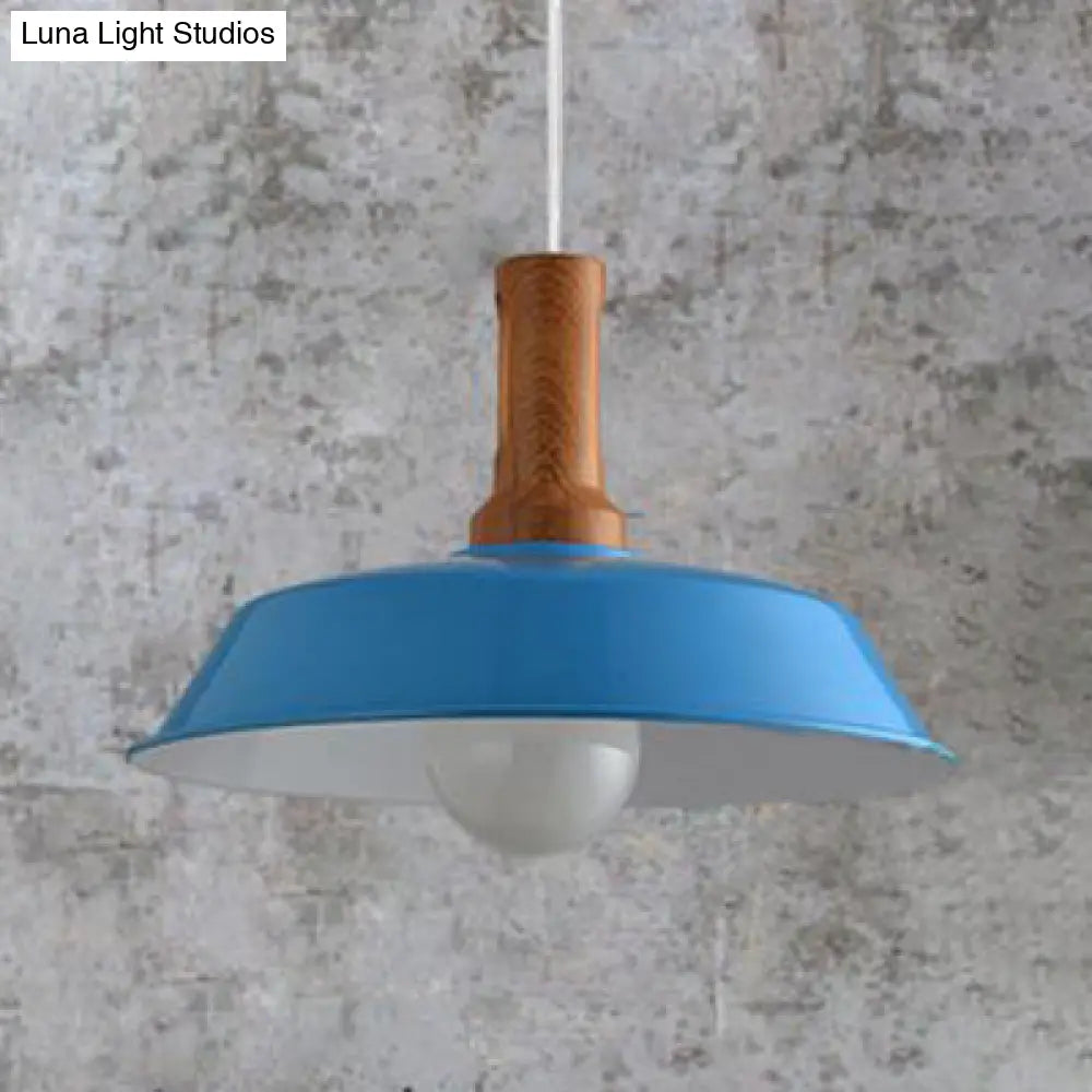 Retro Stylish Barn Hanging Light - 10/14 1 Bulb Metal Ceiling Fixture Black/White Kitchen Lighting