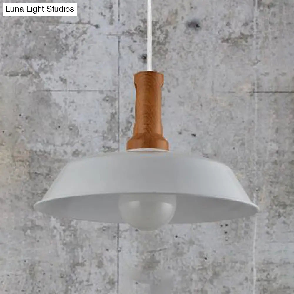 Retro Stylish Barn Hanging Light - 10/14 1 Bulb Metal Ceiling Fixture Black/White Kitchen Lighting