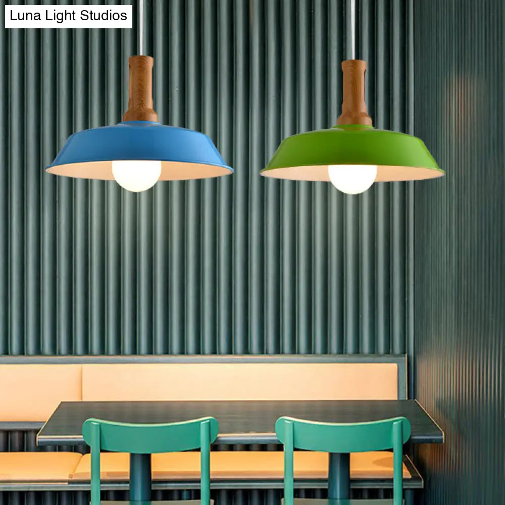 Retro Stylish Barn Hanging Light - 10/14 1 Bulb Metal Ceiling Fixture Black/White Kitchen Lighting