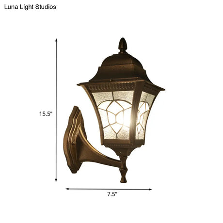Retro Birdcage Wall Sconce Light With Frosted Glass: Outdoor Fixture Coffee