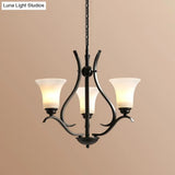 Retro Black Chandelier Pendant Lamp With Cream Glass For Living Room
