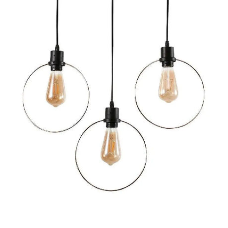 Retro Black Finish Hanging Lamp With 3 Stylish Iron Heads - Ceiling Pendant Fixture For Coffee Shop