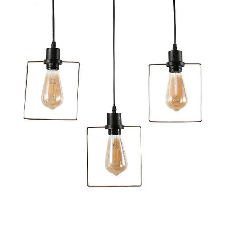 Retro Black Finish Hanging Lamp With 3 Stylish Iron Heads - Ceiling Pendant Fixture For Coffee Shop