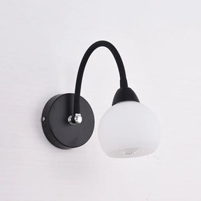 Retro Black Opaline Glass Wall Sconce: Ball Mounted Vanity Light For Bathroom 1 / Globe
