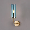 Retro Brass Sconce Wall Mount Lamp With Cylindrical Glass Shade 1/2 Light Fixture For Living Room 1