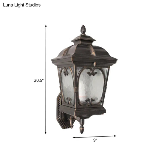 Retro Bronze Ripple Glass Birdcage Wall Sconce - Outdoor Single Light Fixture