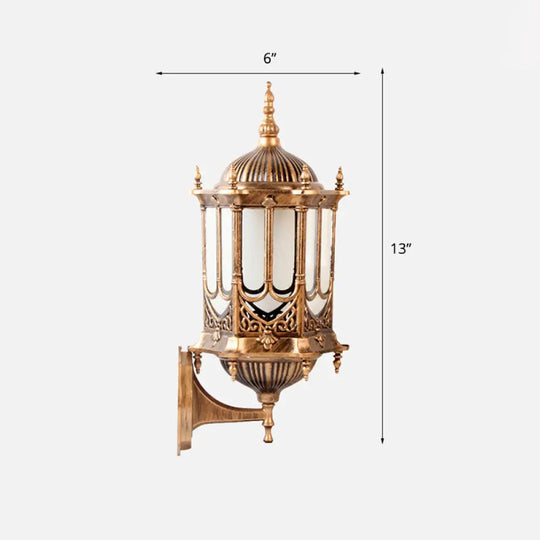 Retro Clear Glass Cylinder Lantern Sconce: Wall Mounted Light Fixture For Patio With 1 Bulb Bronze /