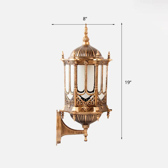 Retro Clear Glass Cylinder Lantern Sconce: Wall Mounted Light Fixture For Patio With 1 Bulb Bronze /