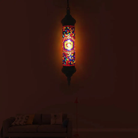 Retro Colorful Glass Bronze Tube Pendant Light - 1/4 Heads Ceiling Fixture For Living Room / D 1