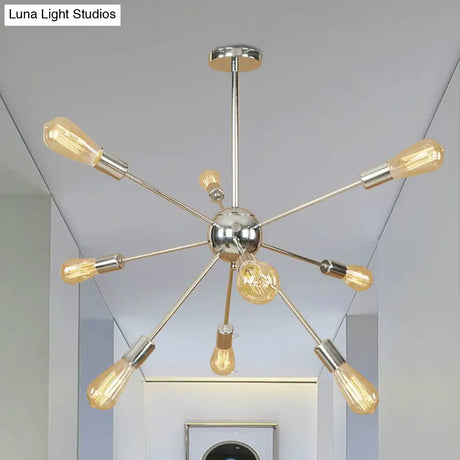 Retro Copper/Chrome Chandelier - Stylish 9/12 Lights Pendant Light For Over Table