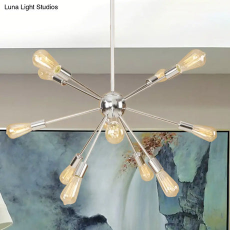 Retro Copper/Chrome Chandelier - Stylish 9/12 Lights Pendant Light For Over Table