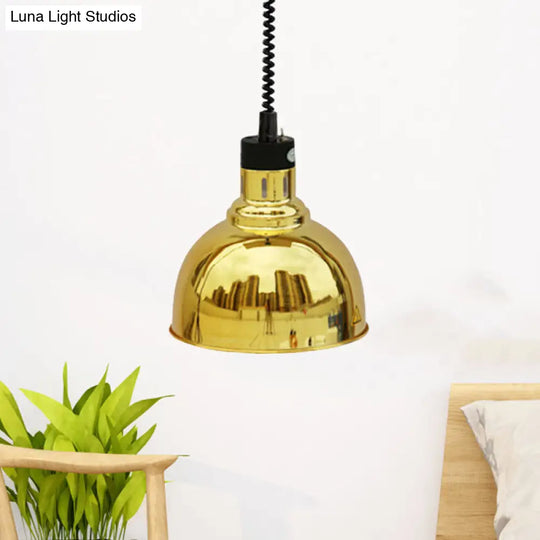 Retro Stylish Dome Suspension Light - Extendable Bronze/Copper Pendant Lighting For Indoor Spaces