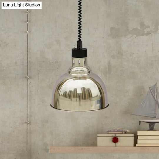 Retro Dome Suspension Light: Stylish Extendable 1-Head Metal Pendant In Bronze/Copper - Indoor