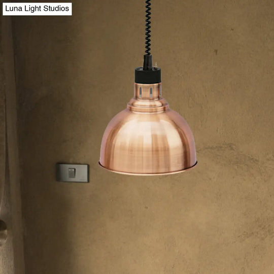 Retro Stylish Dome Suspension Light - Extendable Bronze/Copper Pendant Lighting For Indoor Spaces