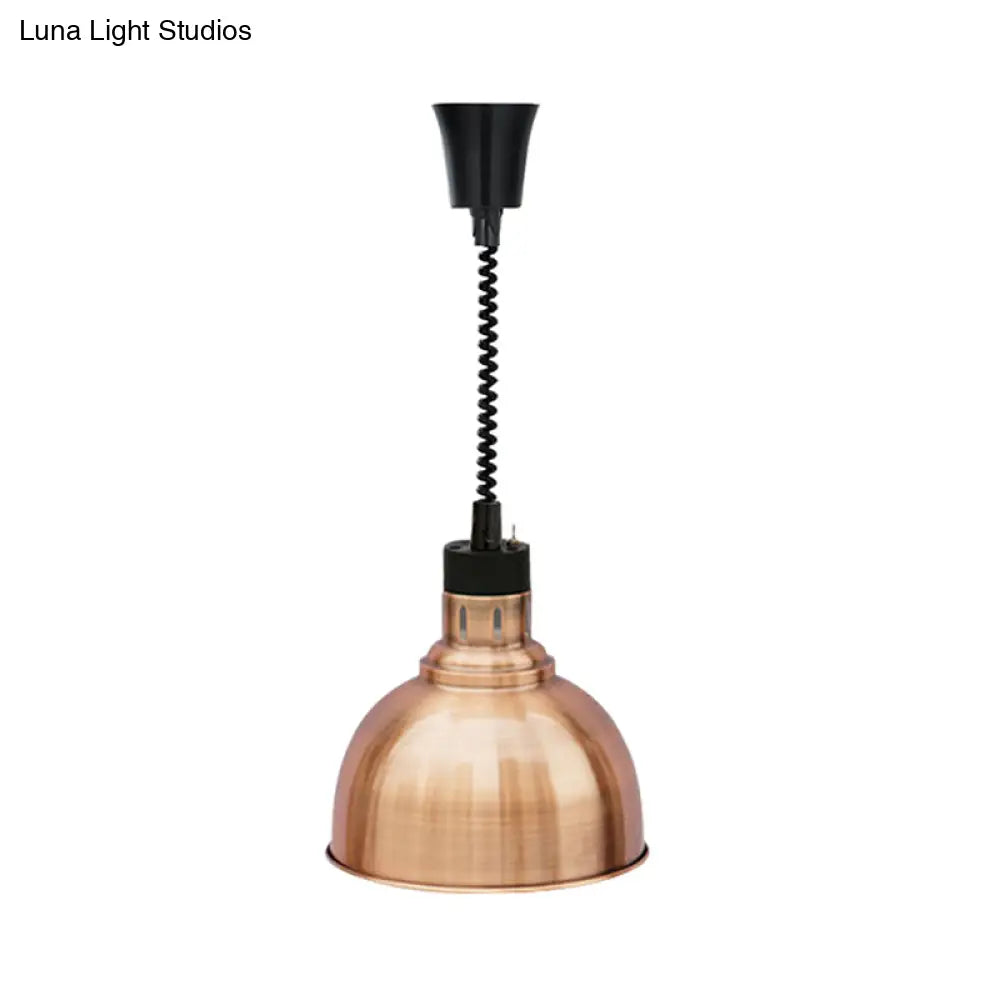 Retro Dome Suspension Light: Stylish Extendable 1-Head Metal Pendant In Bronze/Copper - Indoor