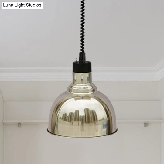 Retro Stylish Dome Suspension Light - Extendable Bronze/Copper Pendant Lighting For Indoor Spaces
