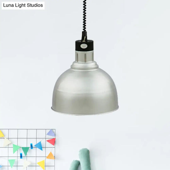 Retro Dome Suspension Light: Stylish Extendable 1-Head Metal Pendant In Bronze/Copper - Indoor