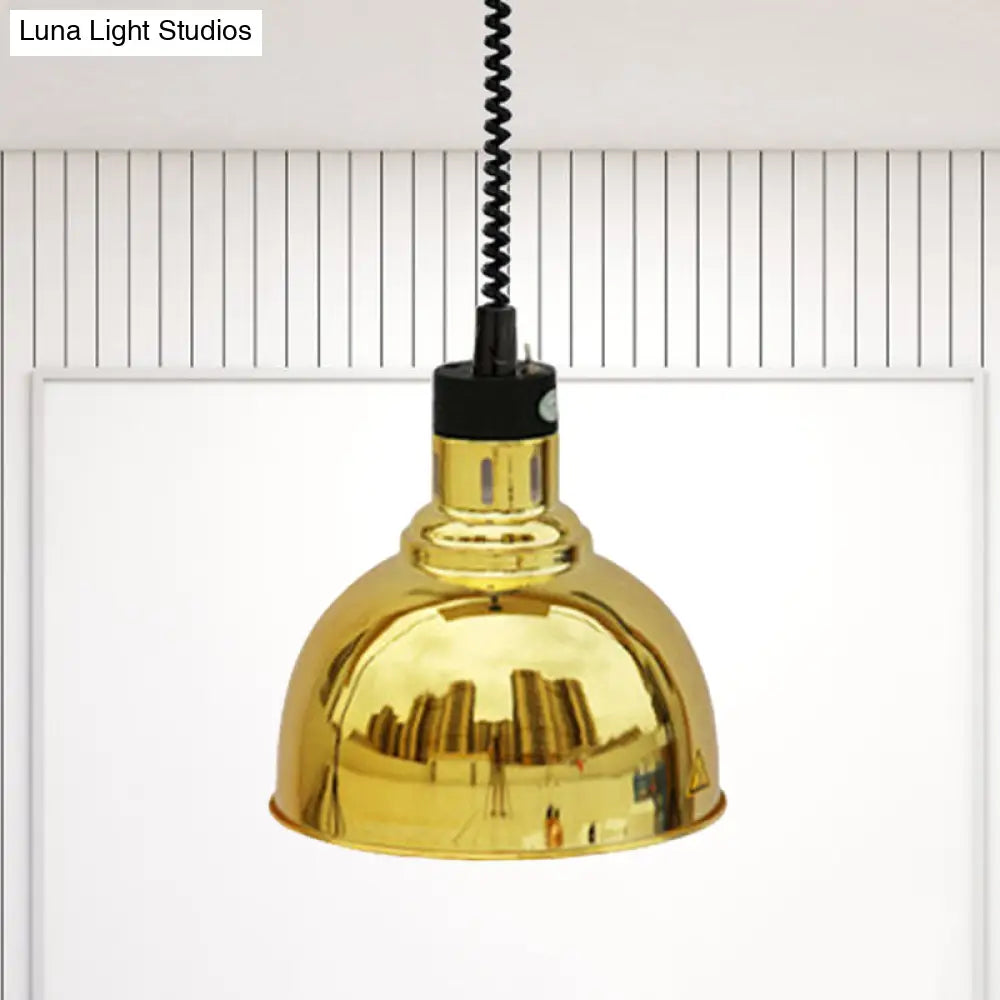Retro Dome Suspension Light: Stylish Extendable 1-Head Metal Pendant In Bronze/Copper - Indoor