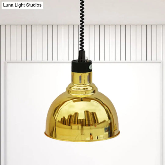 Retro Dome Suspension Light: Stylish Extendable 1-Head Metal Pendant In Bronze/Copper - Indoor
