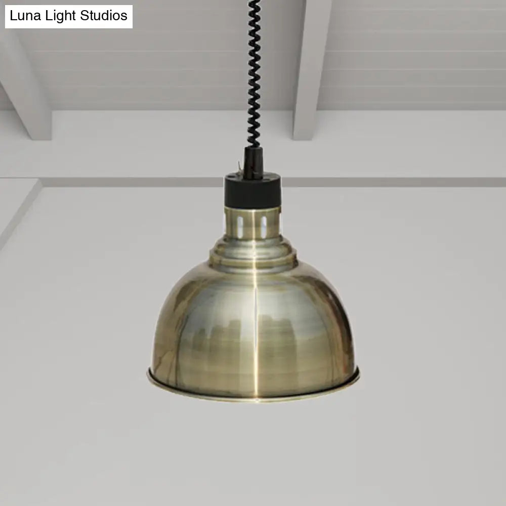 Retro Dome Suspension Light: Stylish Extendable 1-Head Metal Pendant In Bronze/Copper - Indoor