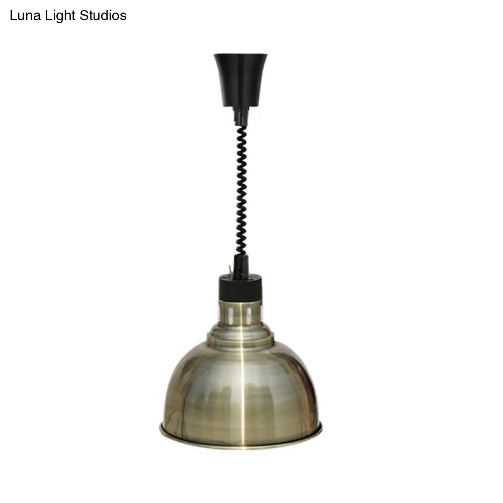 Retro Dome Suspension Light: Stylish Extendable 1-Head Metal Pendant In Bronze/Copper - Indoor