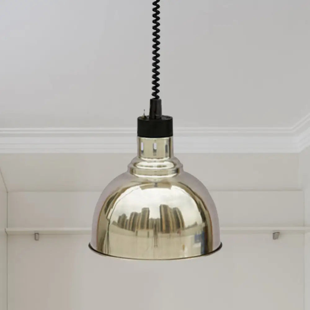Retro Dome Suspension Light: Stylish Extendable 1-Head Metal Pendant In Bronze/Copper - Indoor