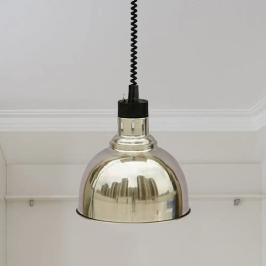 Retro Dome Suspension Light: Stylish Extendable 1-Head Metal Pendant In Bronze/Copper - Indoor