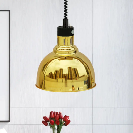 Retro Dome Suspension Light: Stylish Extendable 1-Head Metal Pendant In Bronze/Copper - Indoor