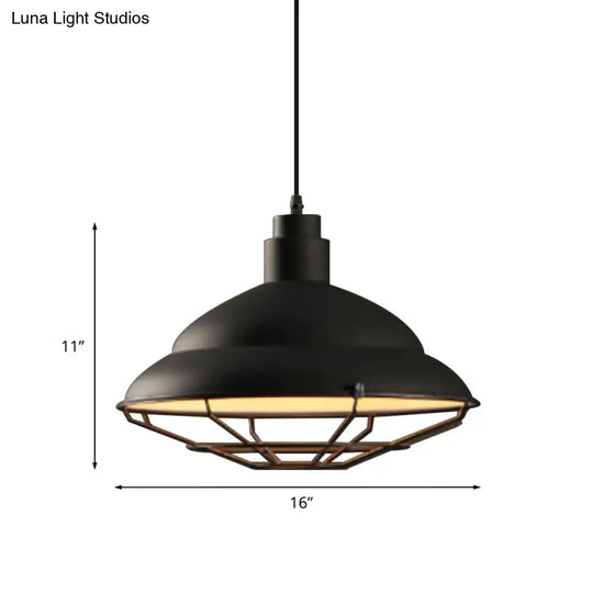 Retro Double Bubble Pendant Lamp: Metallic 1-Light Hanging Ceiling Light In Black/White For Coffee
