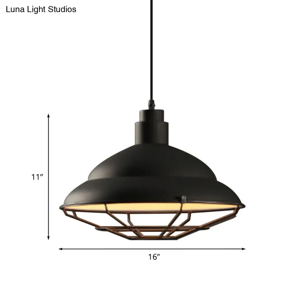 Double Bubble Pendant Lamp - Retro Style 1-Light Metallic Ceiling Light For Coffee Shop Black/White