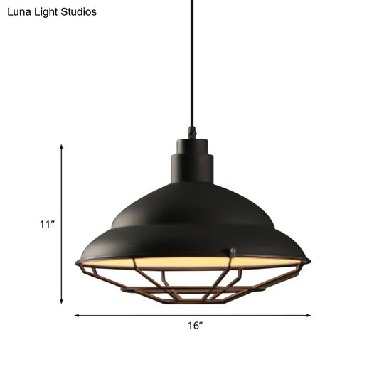 Double Bubble Pendant Lamp - Retro Style 1-Light Metallic Ceiling Light For Coffee Shop Black/White