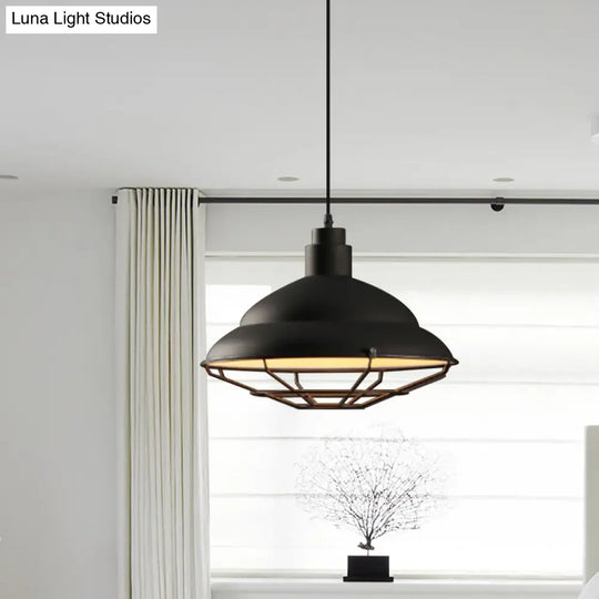 Retro Double Bubble Pendant Lamp: Metallic 1-Light Hanging Ceiling Light In Black/White For Coffee