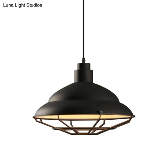 Retro Double Bubble Pendant Lamp: Metallic 1-Light Hanging Ceiling Light In Black/White For Coffee