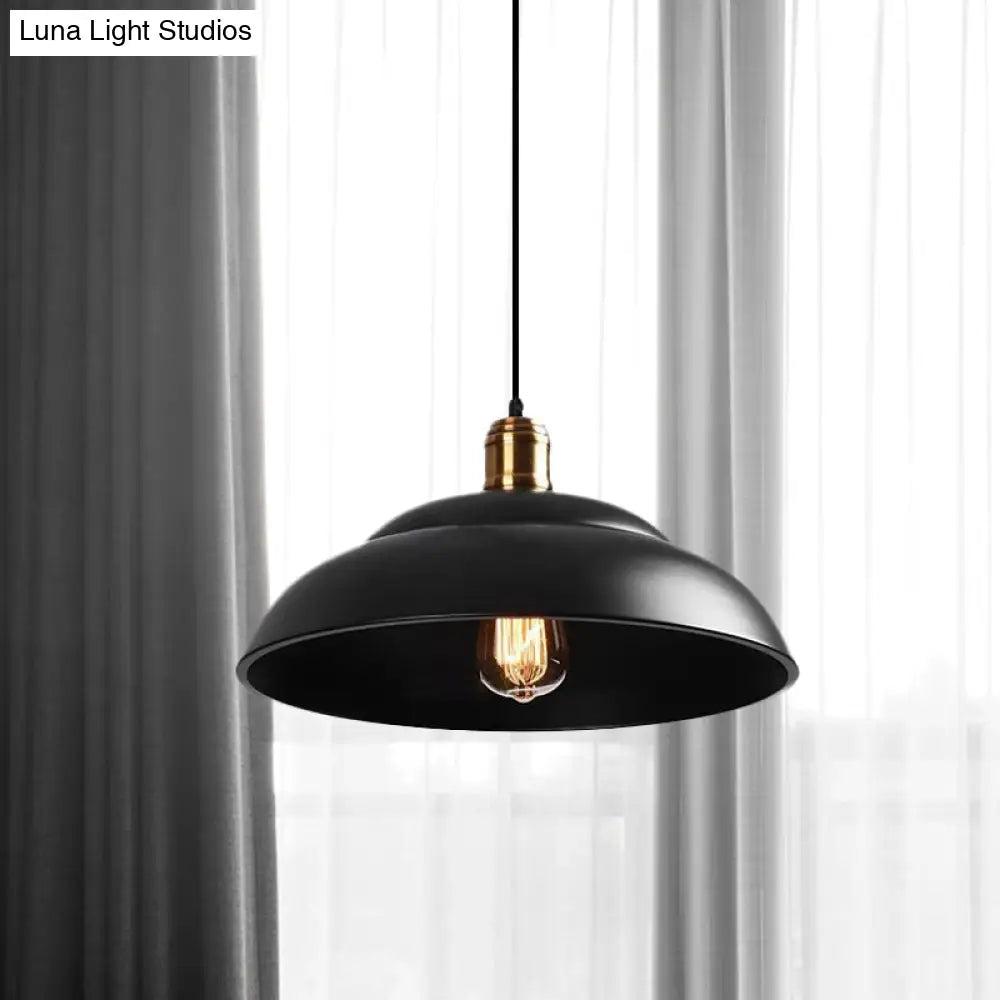 Retro Double Bubble Pendant Lamp: Metallic 1-Light Hanging Ceiling Light In Black/White For Coffee