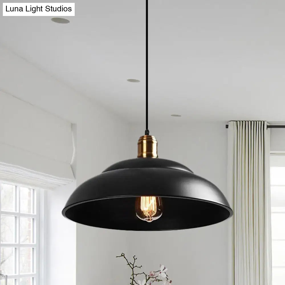 Double Bubble Pendant Lamp - Retro Style 1-Light Metallic Ceiling Light For Coffee Shop Black/White