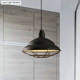 Retro Double Bubble Pendant Lamp: Metallic 1-Light Hanging Ceiling Light In Black/White For Coffee
