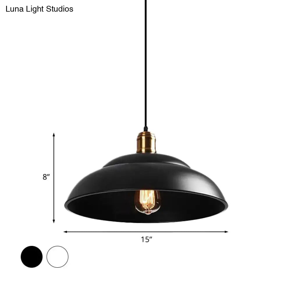 Double Bubble Pendant Lamp - Retro Style 1-Light Metallic Ceiling Light For Coffee Shop Black/White