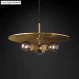 Retro Exposed Bulb Chandelier Lamp - 3 Heads Black/Brass/Chrome Clear Glass Pendant Light With Metal