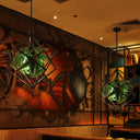 Retro Geometric Ceiling Light With Plant Led Bulb And Black Finish - 18’/21.5’ Wide / 18’