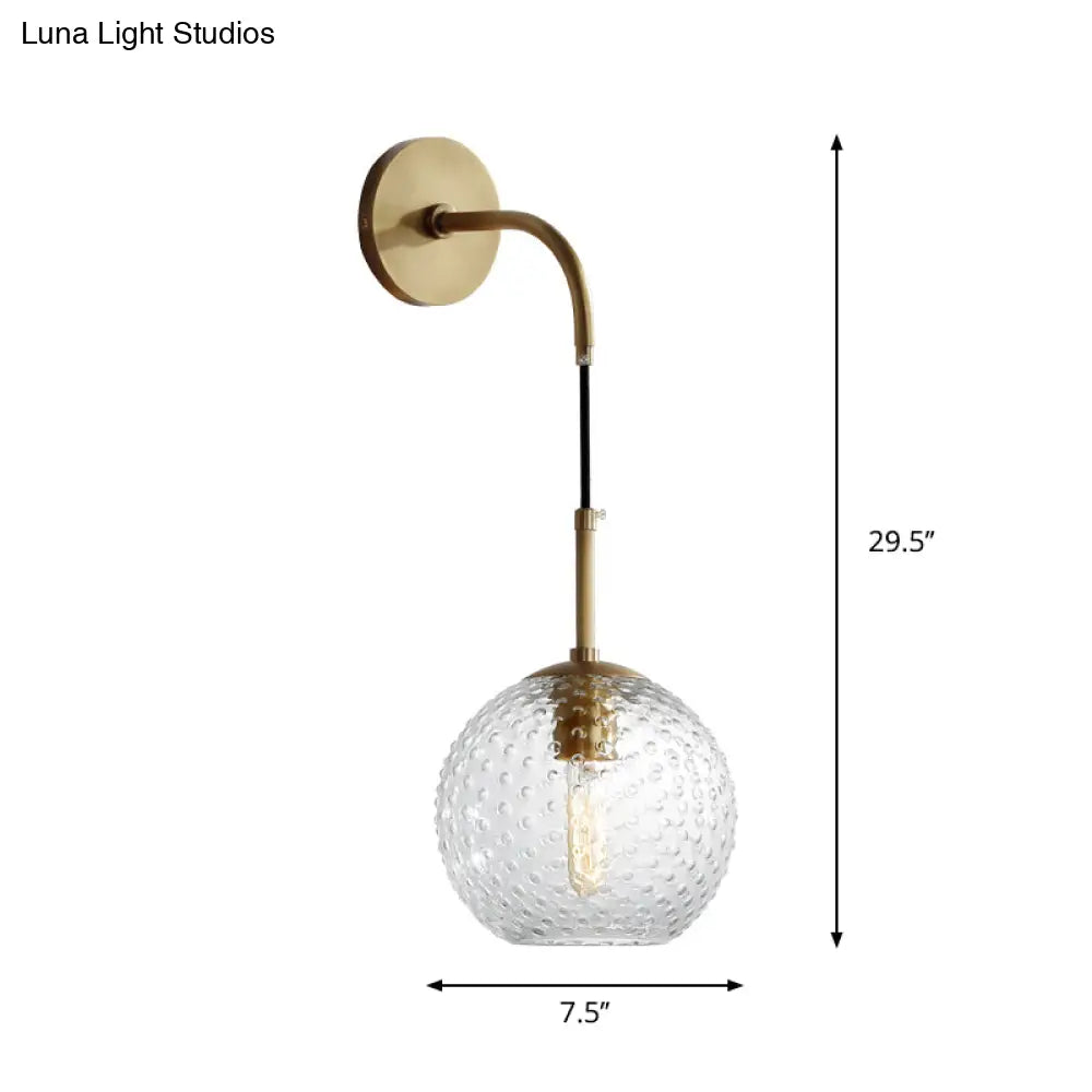Retro Glass Globe Wall Lamp: Pink/Yellow/Blue With Brass Finish