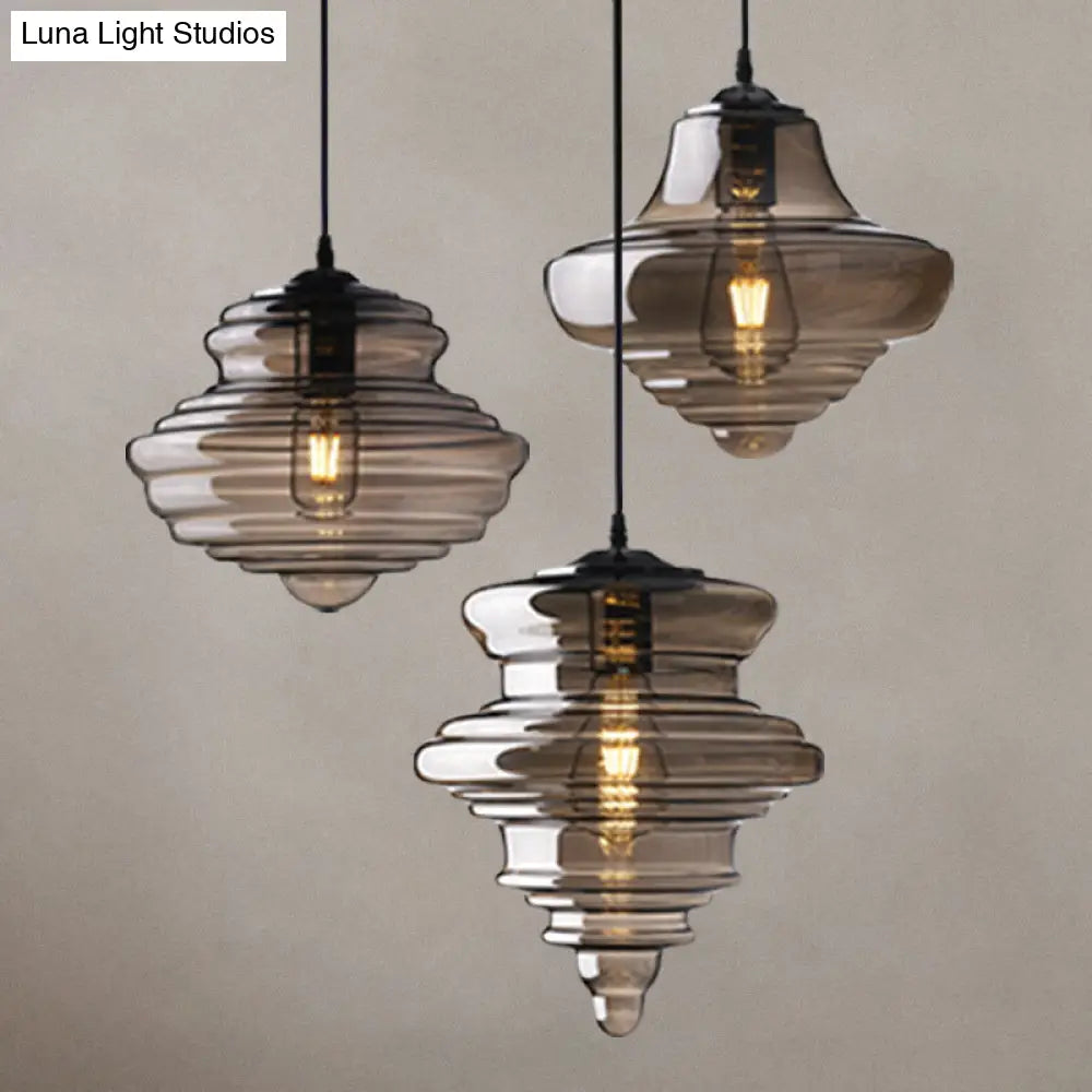Retro Glass Ceiling Pendant Light Fixture - Head Spool Shaped For Restaurants