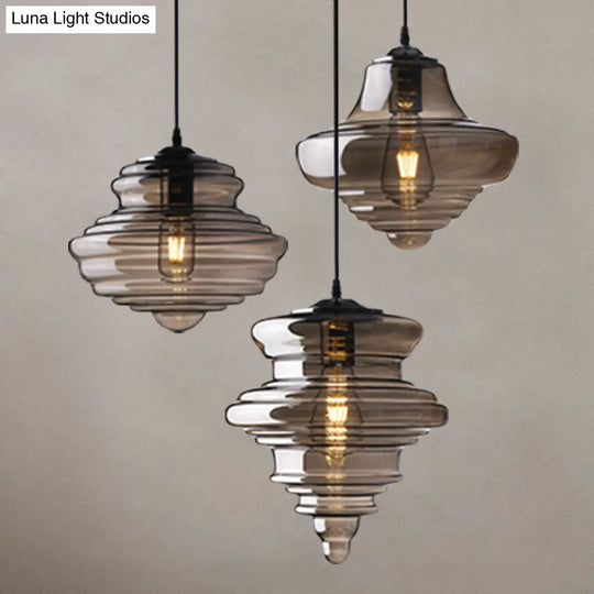 Retro Glass Ceiling Pendant Light Fixture - Head Spool Shaped For Restaurants