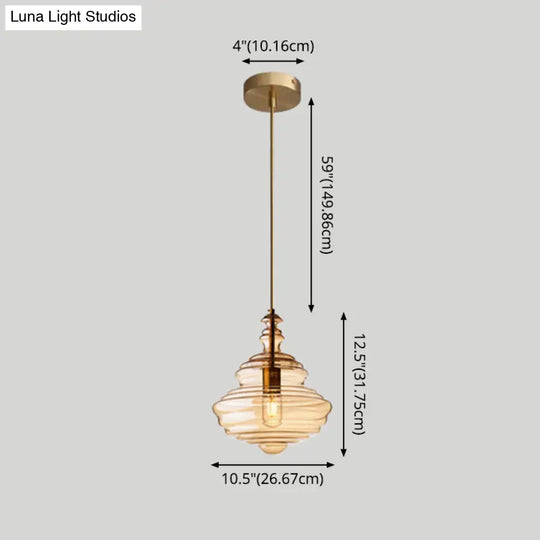 Retro Glass Pendant Light For Restaurants - Spool Shaped Head Design
