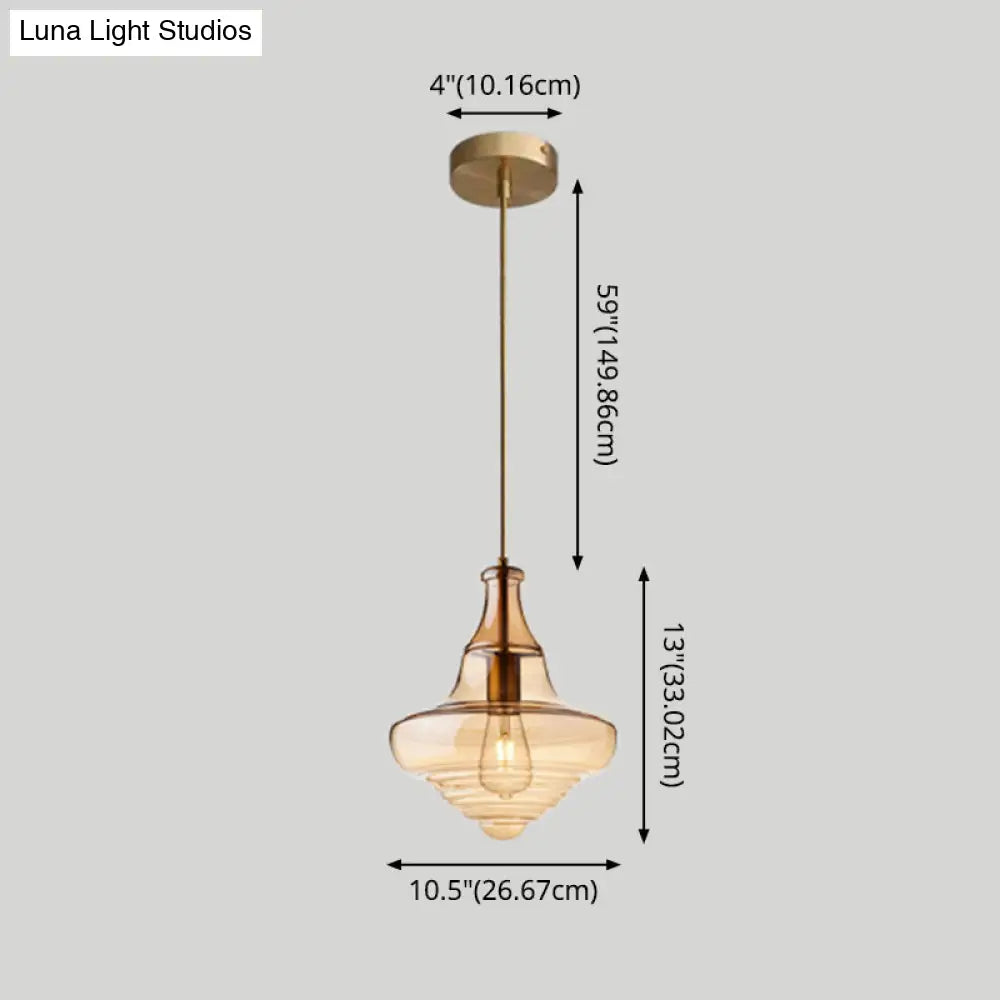 Retro Glass Pendant Light For Restaurants - Spool Shaped Head Design